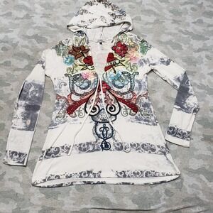 Vintage Spy Zone Exchange Sweatshirt Womens XL White Pullover Hooded Y2K